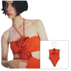 Zara Halter Rosette Bodysuit